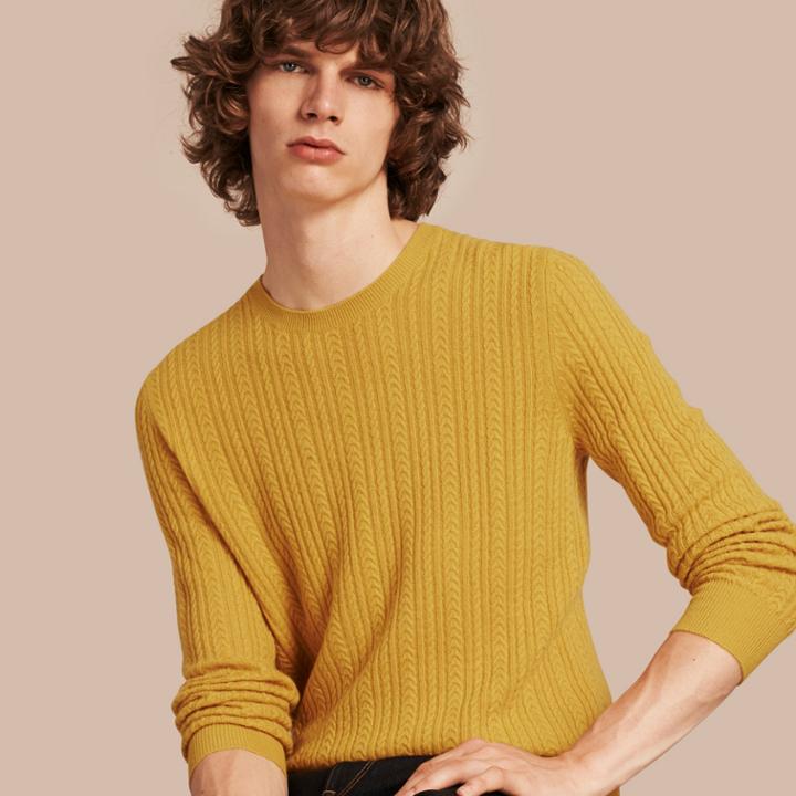 Burberry Burberry Aran Knit Cashmere Sweater, Size: L, Yellow