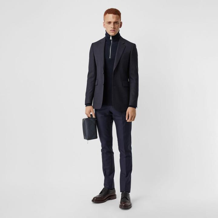 Burberry Burberry Classic Fit Pinstripe Wool Tailored Jacket, Size: 34r, Blue
