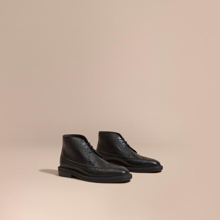 Burberry Burberry Leather Brogue Boots, Size: 42, Black