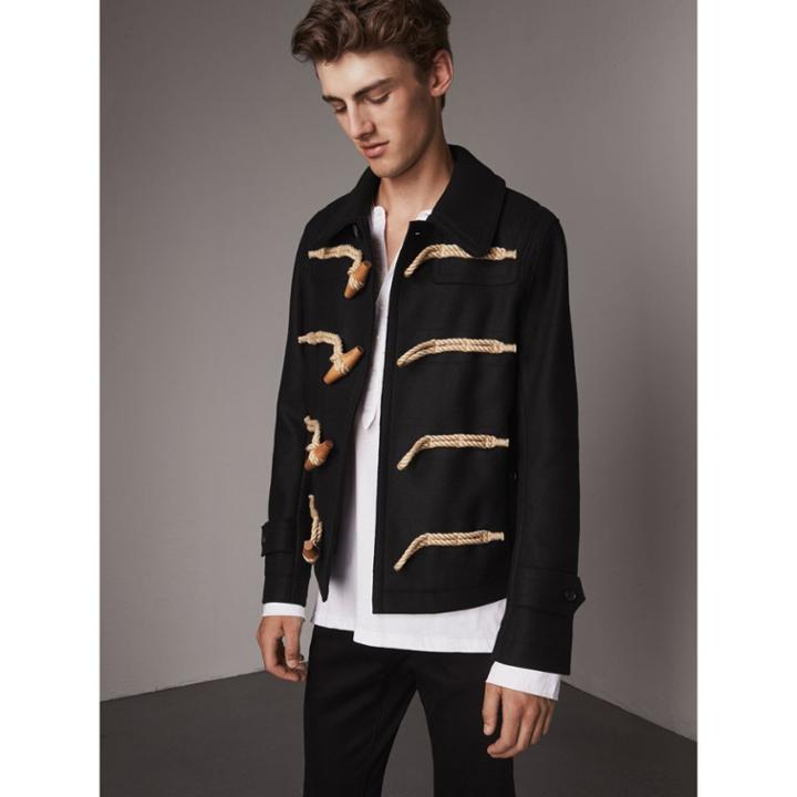 Burberry Burberry Wool Blend Duffle Jacket, Size: 36, Black