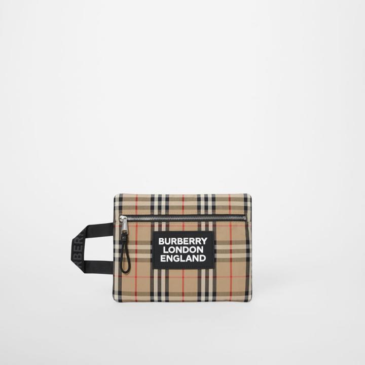 Burberry Burberry Logo Detail Vintage Check Portrait Pouch, Beige