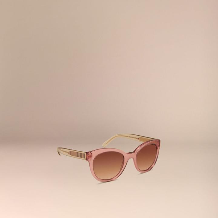 Burberry Burberry Check Detail Oval Sunglasses, Pink
