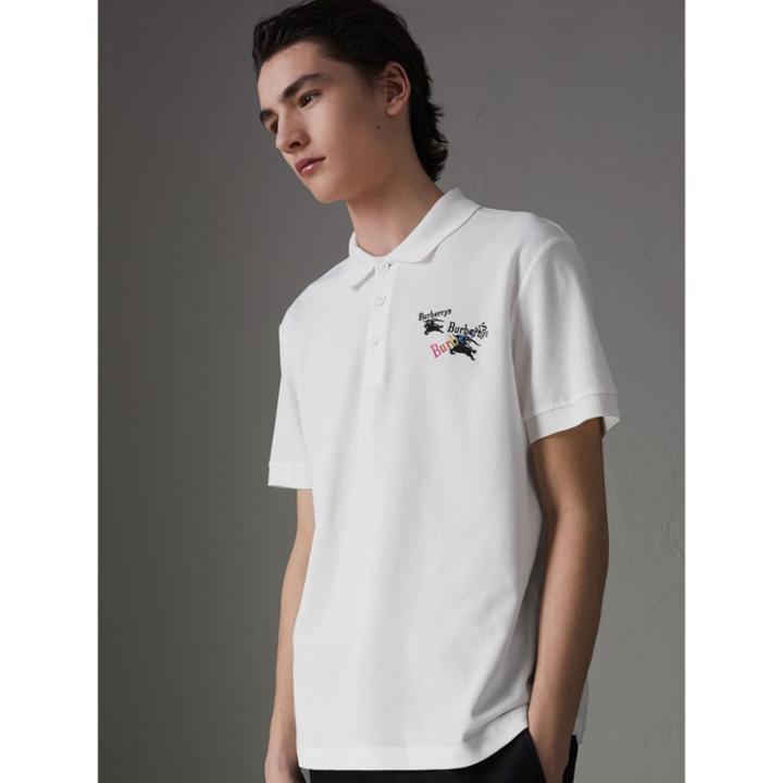 Burberry Burberry Triple Archive Logo Cotton Piqu Polo Shirt, Size: Xxxl, White