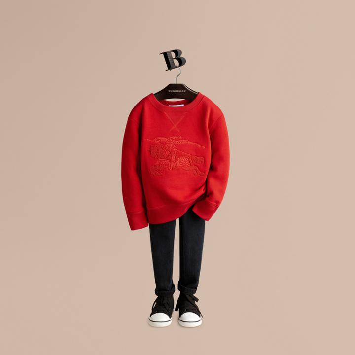 Burberry Burberry Equestrian Knight Detail Cotton Sweatshirt, Size: 6y, Red