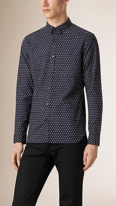 Burberry Dot Print Cotton Linen Shirt