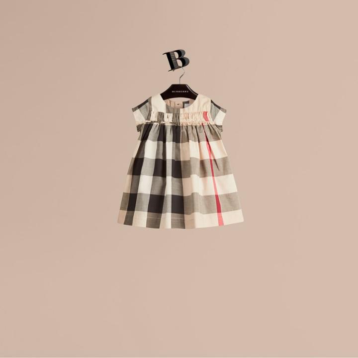 Burberry Burberry Check Cotton Dress, Size: 2y, Beige