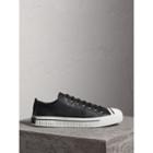 Burberry Burberry Topstitched Leather Trainers, Size: 40.5, Black