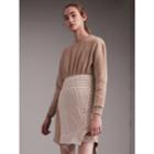 Burberry Burberry Cashmere Cable Knit Panel Sweatshirt Dress, White