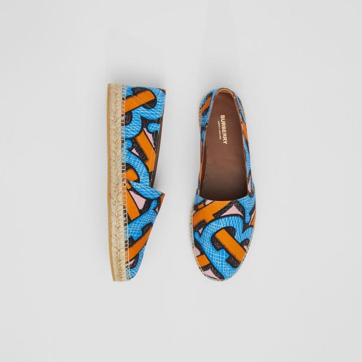 Burberry Burberry Monogram Print Cotton Canvas Espadrilles, Size: 43, Blue