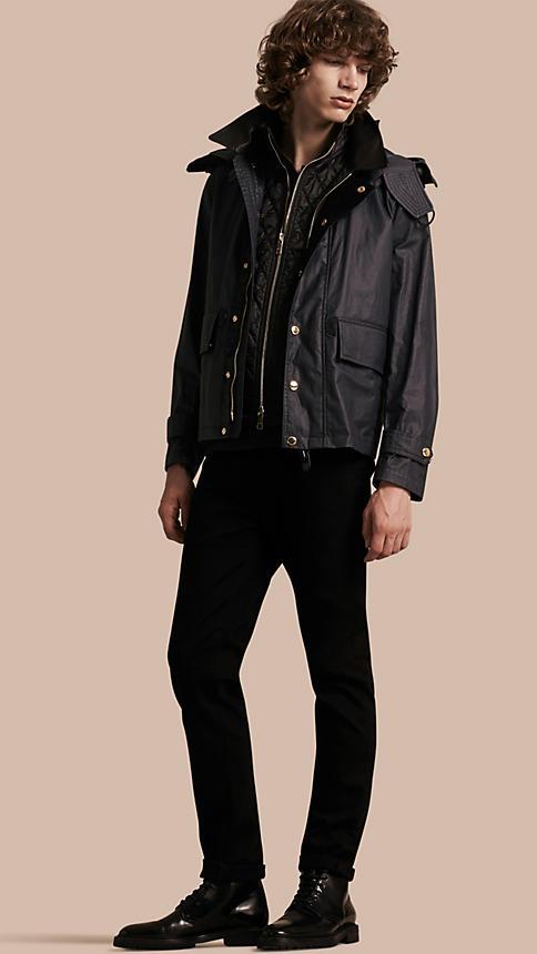Burberry Waxed Cotton Linen Jacket With Detachable Warmer