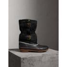 Burberry Burberry Rubber Leather Blend Duck Boots, Size: 39, Black