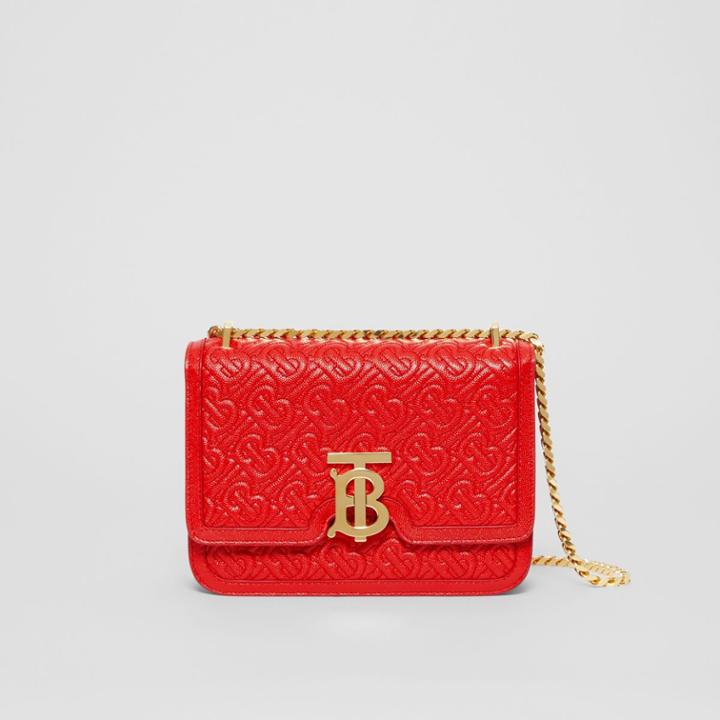 Burberry Burberry Small Quilted Monogram Leather Tb Bag, Red