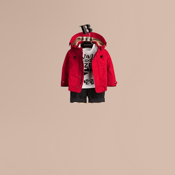 Burberry Burberry Hooded Technical Jacket, Size: 2y, Red