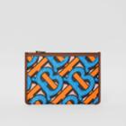 Burberry Burberry Monogram Print E-canvas And Leather Pouch, Blue