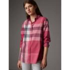 Burberry Burberry Check Cotton Shirt, Size: L, Pink