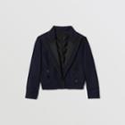 Burberry Burberry Childrens Satin Trim Wool Twill Tailored Jacket, Size: 14y, Blue