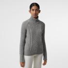 Burberry Burberry Cable Knit Cashmere Turtleneck Sweater, Grey