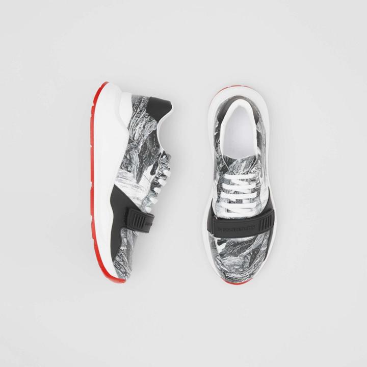 Burberry Burberry Dreamscape Print Leather Sneakers, Size: 42.5, White