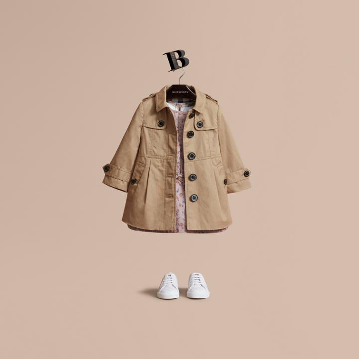 Burberry Burberry Cotton Single-breasted Trench Coat, Size: 3y, Yellow