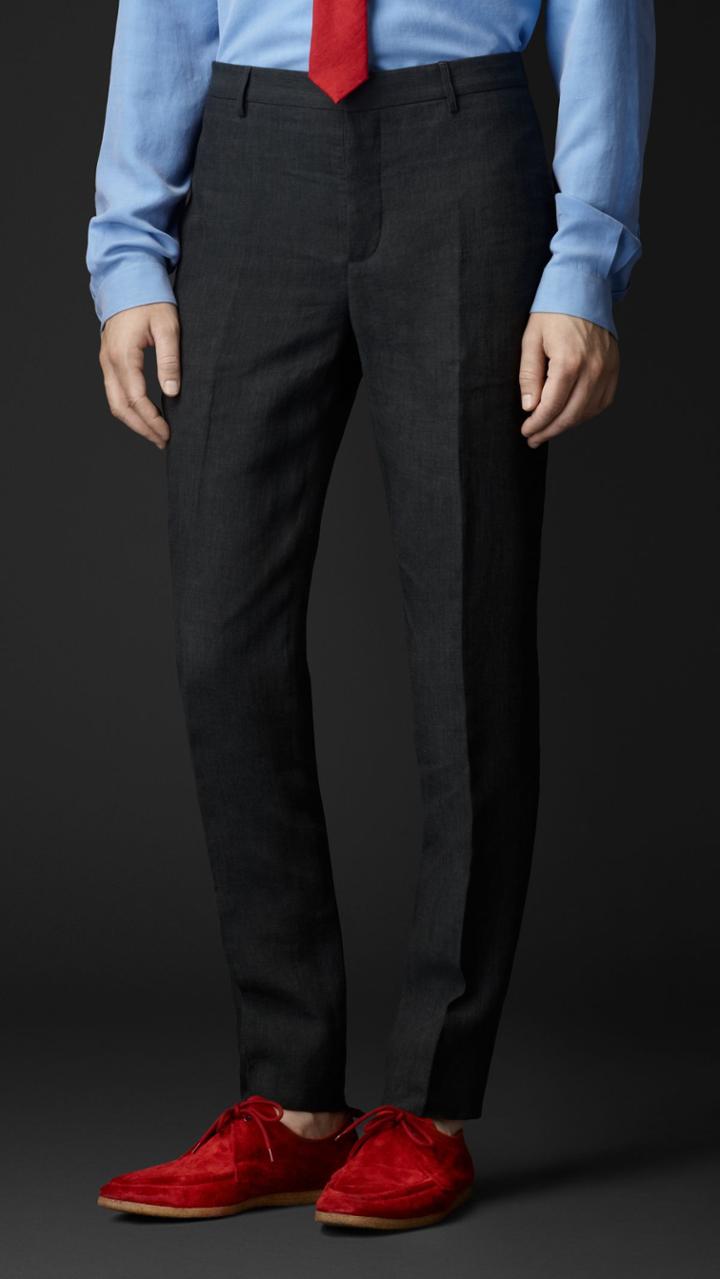 Burberry Burberry Relaxed Fit Linen Trousers, Size: 40, Green