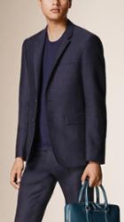 Burberry Slim Fit Flecked Cotton Linen Wool Tailored Jacket