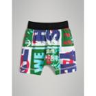 Burberry Burberry Graphic Text Print Cotton Shorts, Size: 12m, Green