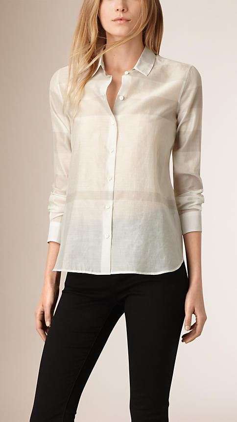 Burberry Tonal Check Cotton Silk Shirt