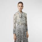 Burberry Burberry Dalmatian Print Silk Pussy-bow Blouse, Size: 00, Black