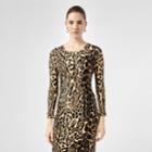 Burberry Burberry Leopard Print Stretch Jersey Mini Dress, Size: 00, Brown