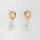 Burberry Burberry Pearl Detail Gold-plated Chain-link Earrings, Yellow