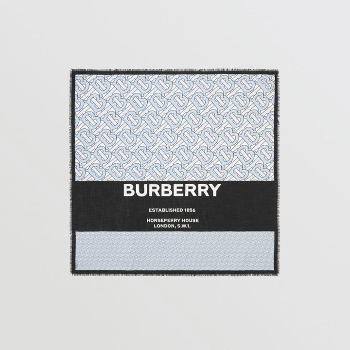 Burberry Burberry Monogram Print Cashmere Large Square Scarf, Blue