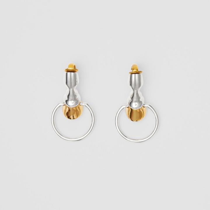 Burberry Burberry Palladium And Gold-plated Hoof Hoop Earrings, Grey