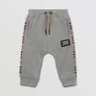 Burberry Burberry Childrens Icon Stripe Panel Cotton Trackpants, Size: 18m