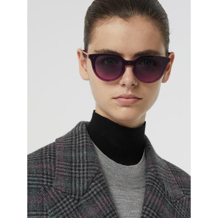 Burberry Burberry Keyhole Round Frame Shield Sunglasses, Pink