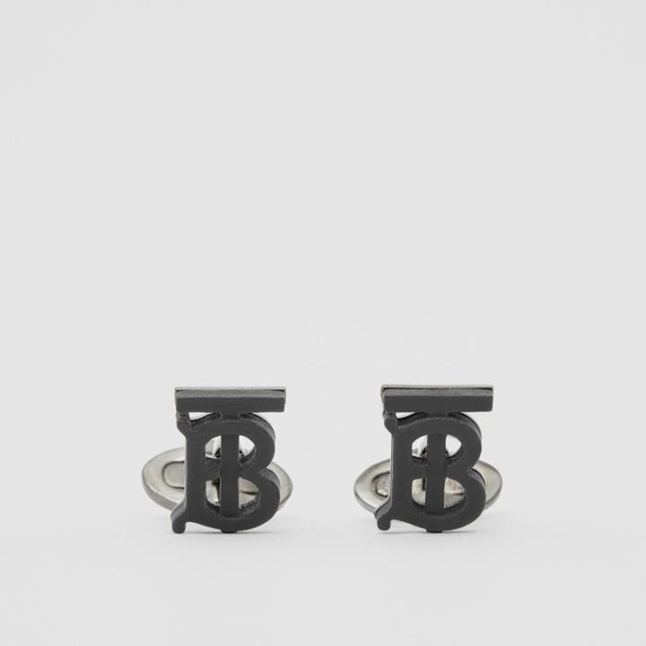 Burberry Burberry Monogram Motif Resin And Palladium-plated Cufflinks, Black