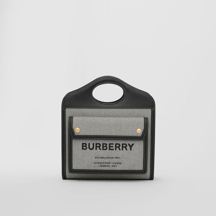 Burberry Burberry Mini Tri-tone Cotton Canvas And Leather Pocket Bag, Black