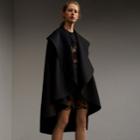 Burberry Burberry Oversize Collar Double-faced Military Wool Cape, Size: 14, Black