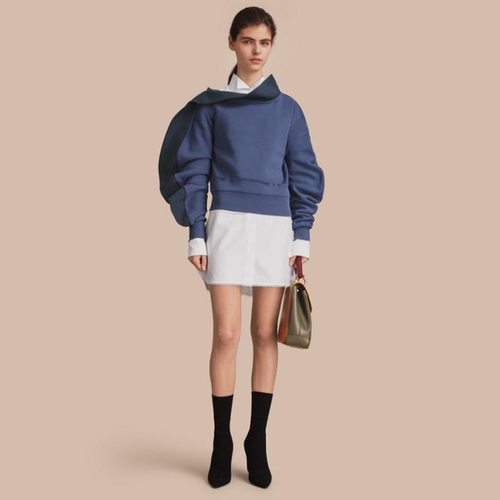 Burberry Burberry Sculptured-sleeve Asymmetric Sweatshirt, Size: Xl, Blue