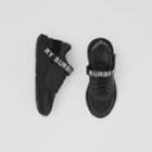 Burberry Burberry Logo Detail Leather, Nubuck And Mesh Sneakers, Size: 38, Black