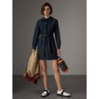 Burberry Burberry Pintuck Detail Tie-waist Tartan Cotton Tunic Dress, Size: 02