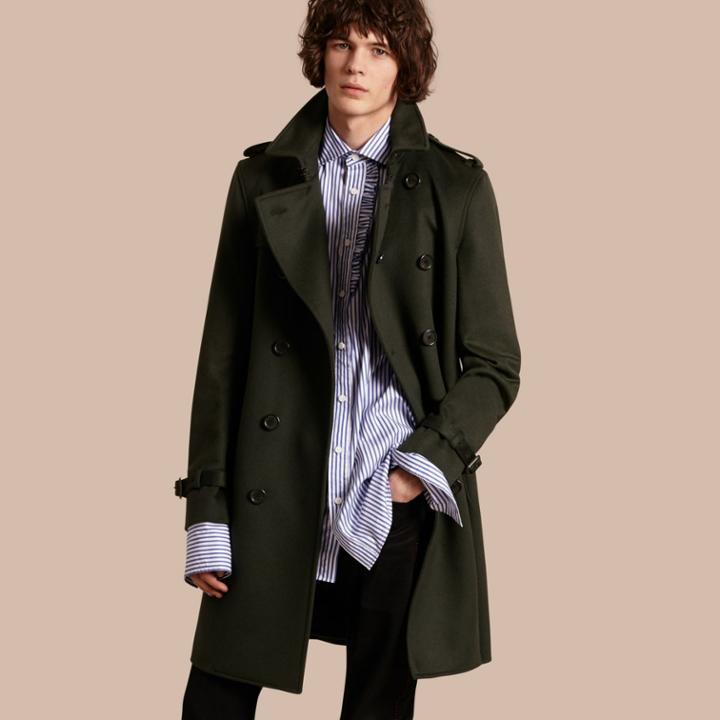 Burberry Burberry Cashmere Trench Coat, Size: 40sf, Green