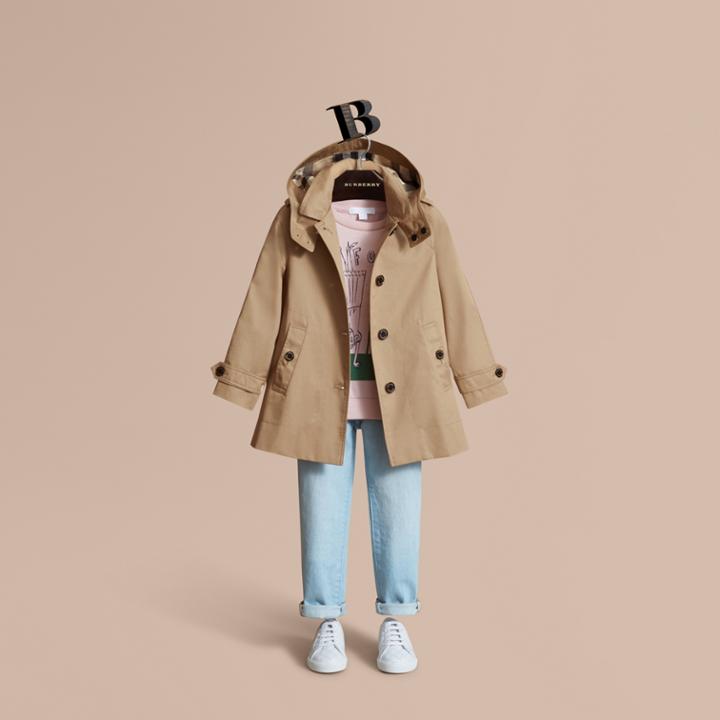 Burberry Burberry Detachable Hood Cotton Car Coat, Size: 14y, Yellow