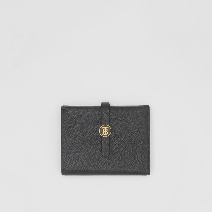 Burberry Burberry Monogram Motif Grainy Leather Folding Wallet, Black