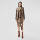 Burberry Burberry Knot Detail Check Wool Tailored Jacket, Size: 02