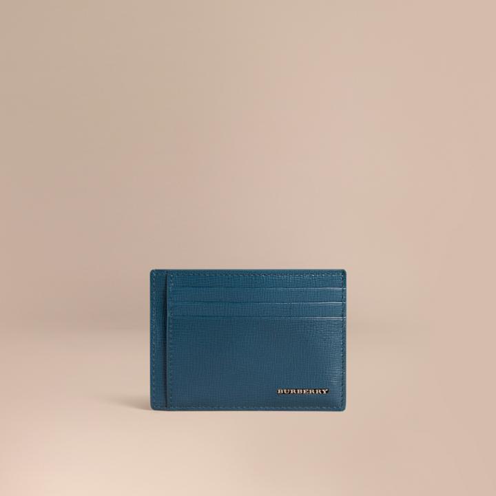 Burberry Burberry London Leather Money Clip Card Case, Blue
