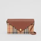 Burberry Burberry Vintage Check And Leather Wallet With Detachable Strap, Brown