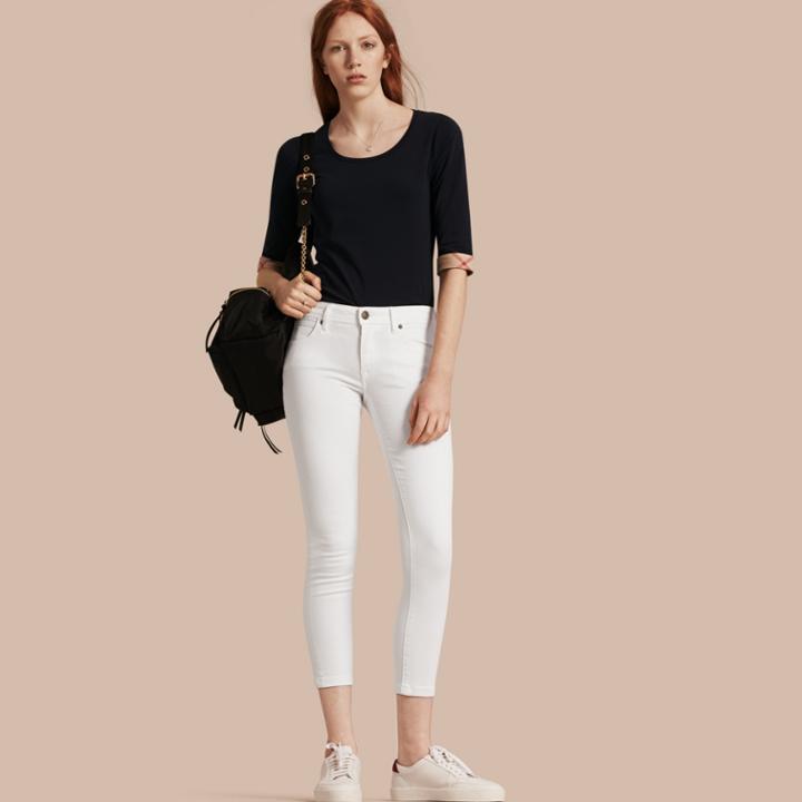 Burberry Burberry Skinny Fit Low-rise Cropped Jeans, Size: 25, White