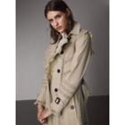 Burberry Burberry Lace Detail Cotton Gabardine Trench Coat, Size: 06, Beige