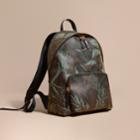 Burberry Burberry Leather Trim Floral Print London Check Backpack, Brown