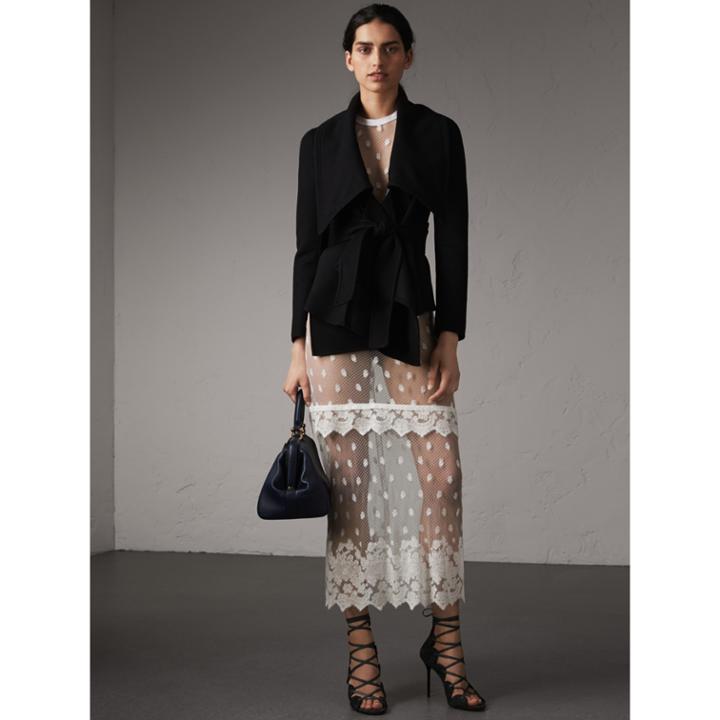 Burberry Burberry Double-faced Wool Cashmere Wrap Jacket, Size: 02, Black